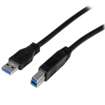 StarTech.com USB 3.0 Male USB Type A to USB 3.2 Type B Cable, 9 Pin, Black, 2m, Polyvinyl Chloride, USB3CAB2M