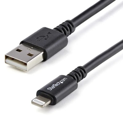 StarTech.com USB 2.0 Male USB Type A to Male Lightning Connector Black PVC Cable 3m USBLT3MB