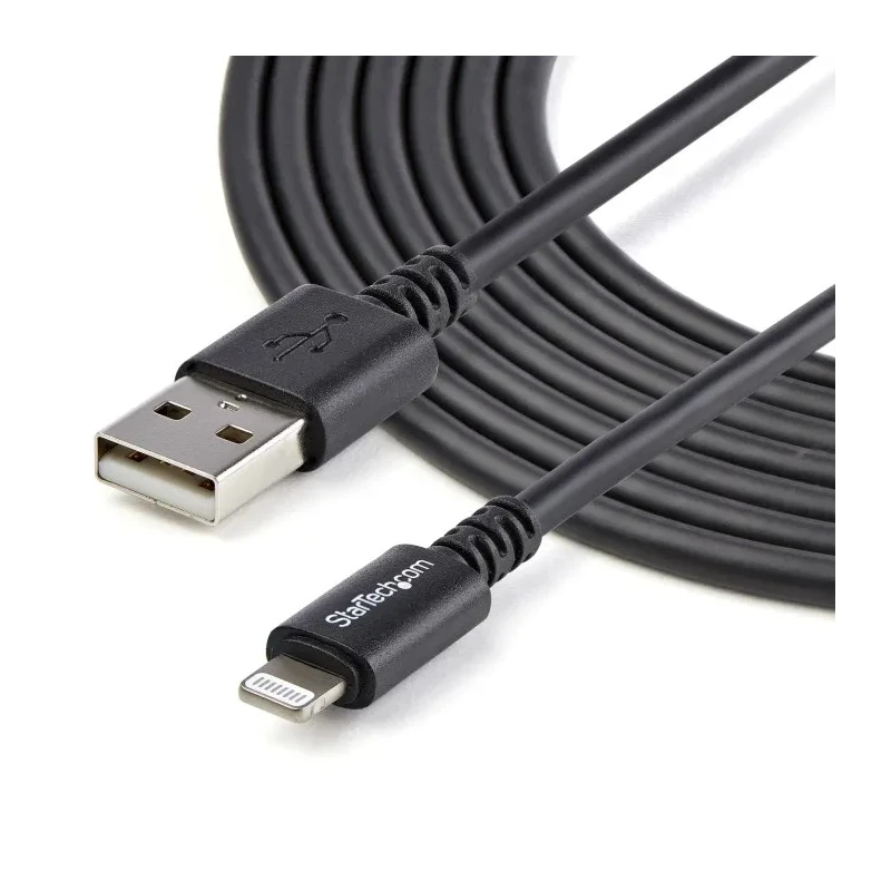 StarTech.com USB 2.0 Male USB Type A to Male Lightning Connector Black PVC Cable 3m USBLT3MB
