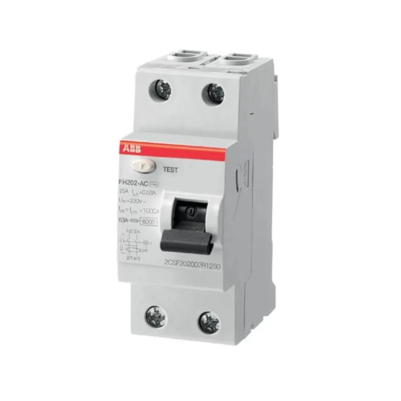 ABB Residual Current Circuit Breaker , 25A, 2-Pole, 30mA, Type AC, 1kA, 230V AC, DIN Rail, FH200 Series