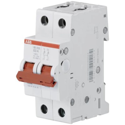 ABB 2-Pole DIN Rail Isolator Switch, IP20, 63A, SD202 Series, Toggle Actuator, 