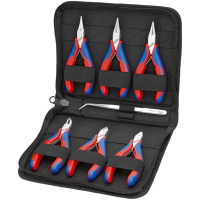 Knipex Electronic Plier Case Set, 6 Pieces, Mixed Plier Types, Precision Tweezers, Compact Case, 00 20 16