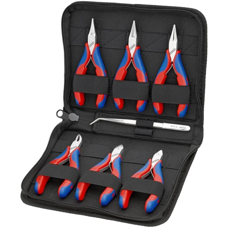 Knipex Electronic Plier Case Set, 6 Pieces, Mixed Plier Types, Precision Tweezers, Compact Case, 00 20 16