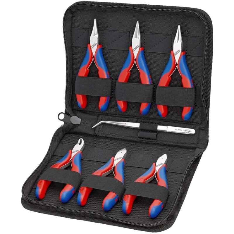 Knipex Electronic Plier Case Set, 6 Pieces, Mixed Plier Types, Precision Tweezers, Compact Case, 00 20 16