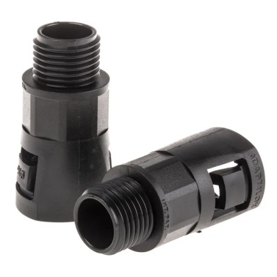 Adaptaflex Conduit Fitting, 16 mm Nominal Size, M16 Thread, Polyamide 66, Black, IP66, Pack of 7TCA296000R0350 AL16/M16/A/BL