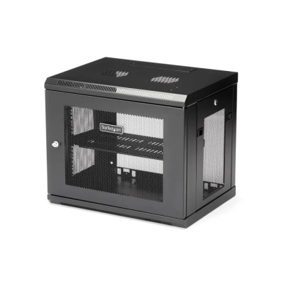 StarTech.com 9U Wall-Mount Server Cabinet, Steel, Black, Opaque Door, 600 x 450 x 511 mm, 90kg Max Load RK9WALM