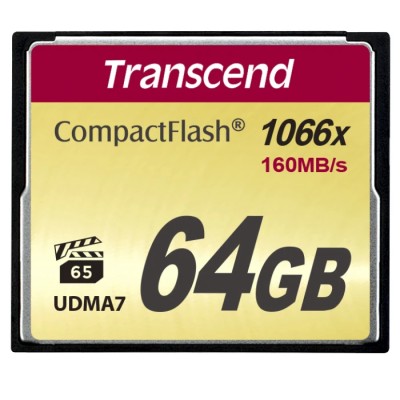 Transcend Compact Flash Card 64GB MLC, 1000x Speed, 160MB/s Read, 120MB/s Write TS64GCF1000