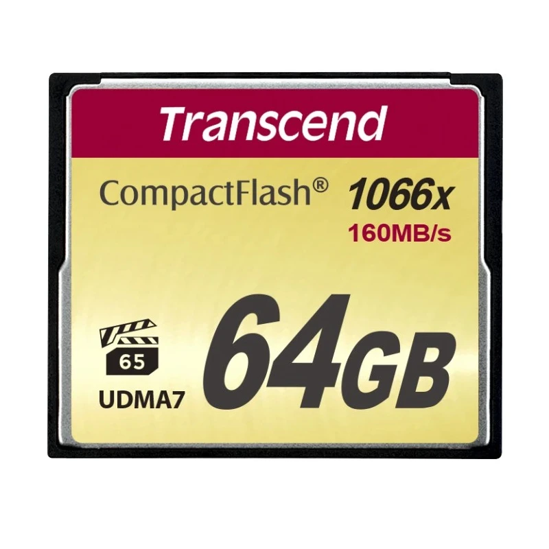 Transcend Compact Flash Card 64GB MLC, 1000x Speed, 160MB/s Read, 120MB/s Write TS64GCF1000