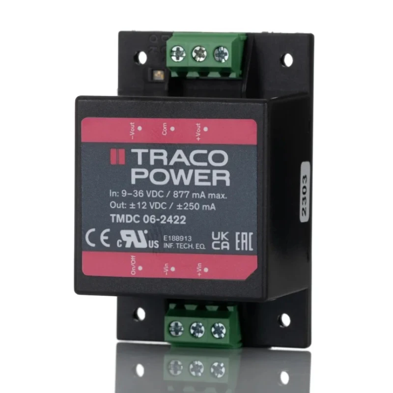 TRACOPOWER DC/DC Converter 12V/36V Input, Dual Output, Chassis Mount, 6W, TMDC 06-2422