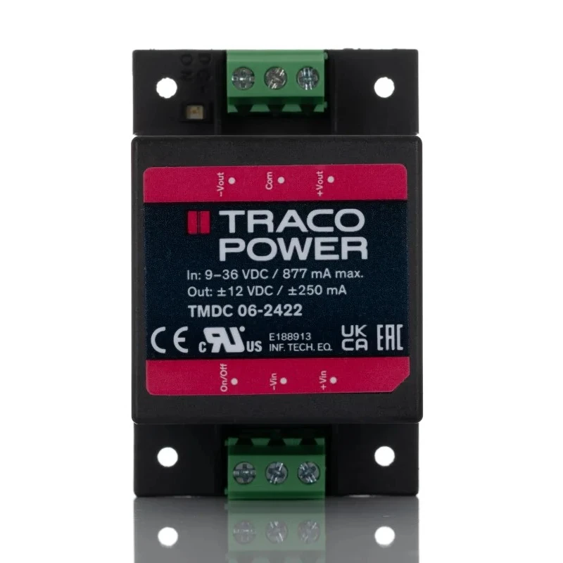 TRACOPOWER DC/DC Converter 12V/36V Input, Dual Output, Chassis Mount, 6W, TMDC 06-2422