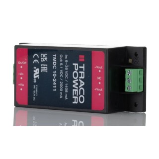 TRACOPOWER DC/DC Converter 5.1V Output, 9–36V Input, Chassis Mount, 10W, High EMC Protection TMDC 10-2411