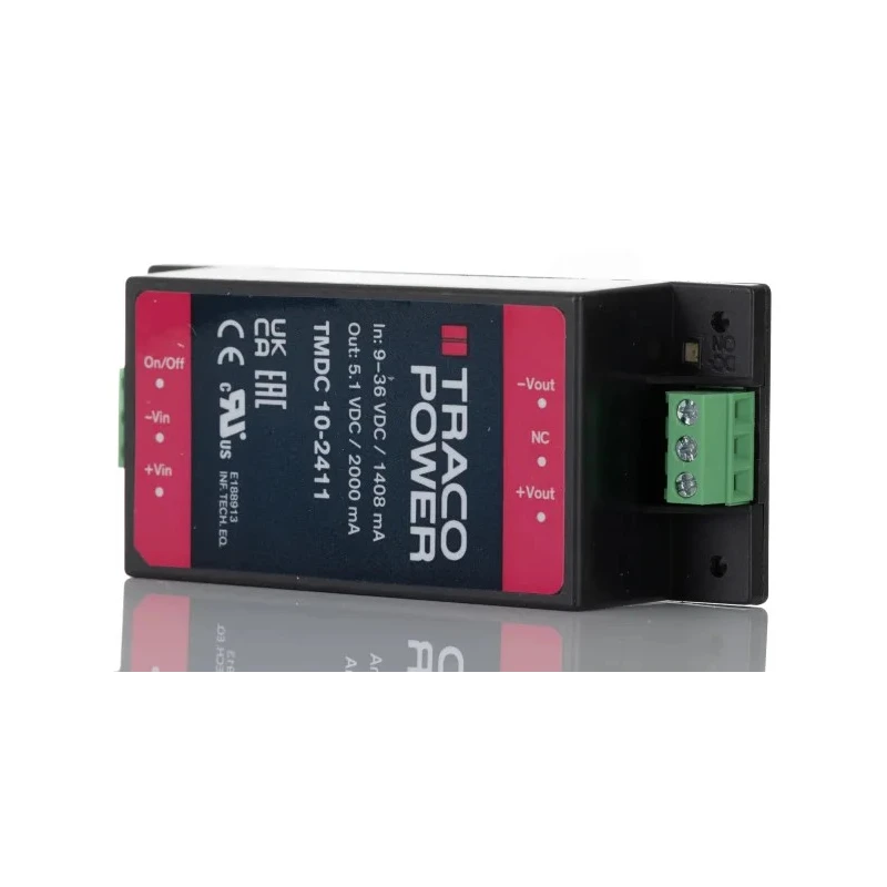 TRACOPOWER DC/DC Converter 5.1V Output, 9–36V Input, Chassis Mount, 10W, High EMC Protection TMDC 10-2411