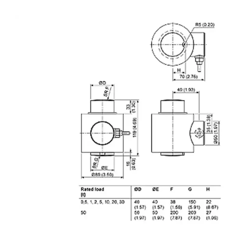 Siemens SIWAREX WL Series Load Cell Compression, 10 t, Stainless Steel, IP68, 12V DC 7MH5108-5AD00