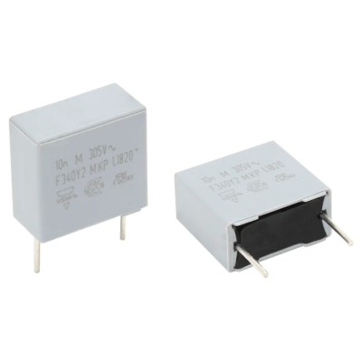 Vishay F340Y2 Y2 Film Capacitor 220nF, ±20% Tolerance, Through Hole, 305V AC/DC, Bulk, F340Y242230MIM2T0
