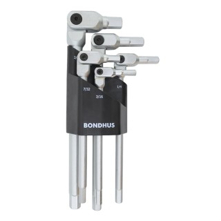 Bondhus 5 Piece L Inch Hex Key Set, Long Arm, Matte Chrome Finish, Steel, 00038