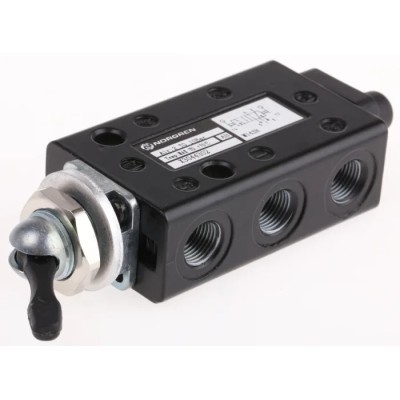 Norgren Toggle Pneumatic Manual Control Valve, X30 Series, 335 L/min, 10 Bar, 5/2 Way, Zinc Alloy, G 1/8, Threaded X3044302
