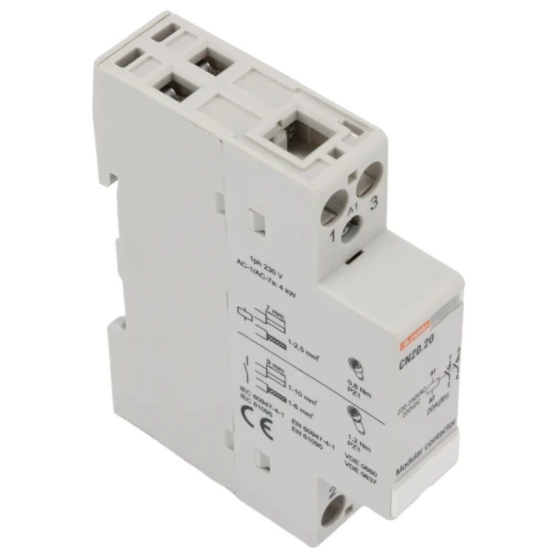 Lovato CN Series Power Contactor 2-Pole, 20A, DIN Rail, 220V/230V AC Coil, 2 NO, 110V AC Coil CN2020220