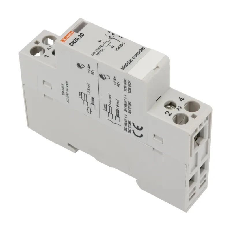 Lovato CN Series Power Contactor 2-Pole, 20A, DIN Rail, 220V/230V AC Coil, 2 NO, 110V AC Coil CN2020220