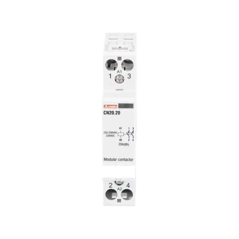 Lovato CN Series Power Contactor 2-Pole, 20A, DIN Rail, 220V/230V AC Coil, 2 NO, 110V AC Coil CN2020220