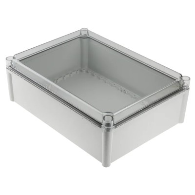 Fibox SOLID PC Series Polycarbonate Electrical Enclosure, Grey Transparent Lid, IP67, IK09/IK08, 378x278x130 mm, 