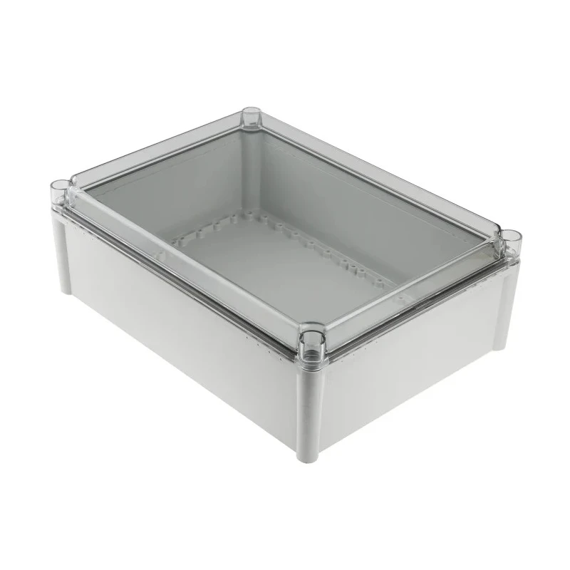 Fibox SOLID PC Series Polycarbonate Electrical Enclosure, Grey Transparent Lid, IP67, IK09/IK08, 378x278x130 mm, 