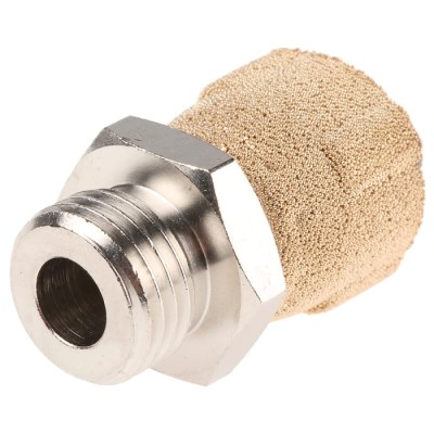 Legris Sintered Bronze and Brass Pneumatic Silencer, Threaded G, 1/4 G Connection, 12 Bar, 150°C Max, 0672 Series 724-942
