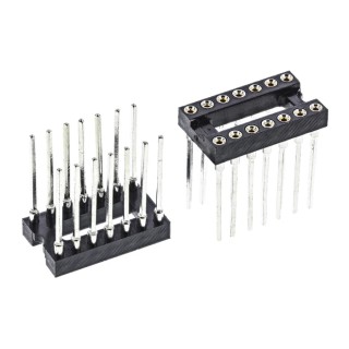 Winslow W30600 Series 2.54 mm Pitch Vertical 14 Way Through Hole Turned Pin Open Frame DIL Socket 5A W30614T3RC