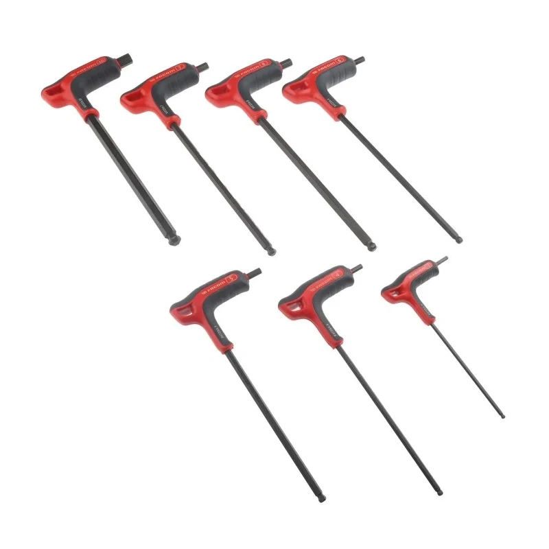 Facom 7 Piece T Hex Key Set, Hex Ball End, Sizes 3 mm–10 mm, Modular Storage Compatible MOD.84TZSA