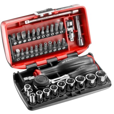 Facom 38-Piece 1/4 Inch 6-Point Socket Set Chrome Vanadium Steel R.360NANO-U1