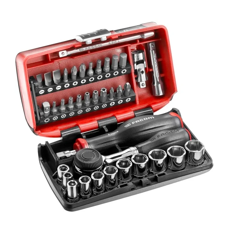 Facom 38-Piece 1/4 Inch 6-Point Socket Set Chrome Vanadium Steel R.360NANO-U1