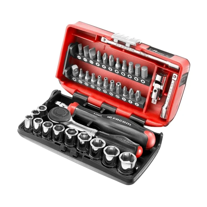 Facom 38-Piece 1/4 Inch 6-Point Socket Set Chrome Vanadium Steel R.360NANO-U1