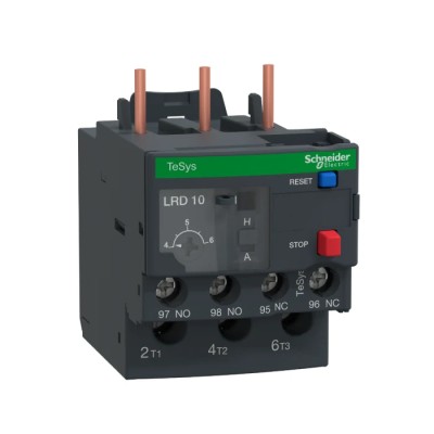 Schneider Electric TeSyS LR Thermal Overload Relay, 4–6A FLC, 6A Contact Rating, 2.2 kW, 1 NO/1 NC, DIN Rail LR3D10