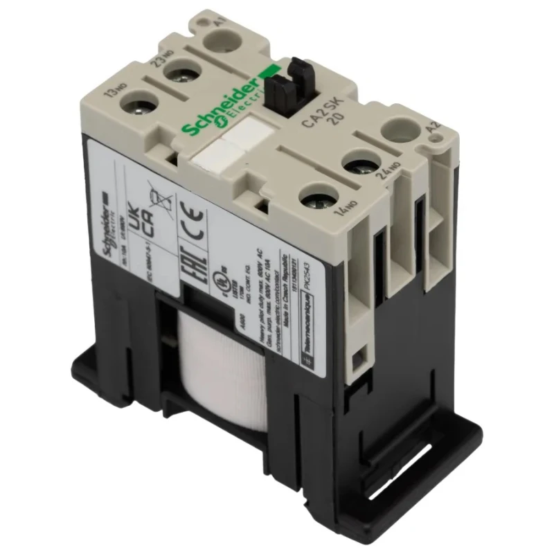 Schneider Electric TeSys SK Control Relay 2 NO, 10A FLC, 230V AC, Rail Mount, Screw Clamp CA2SK20P7