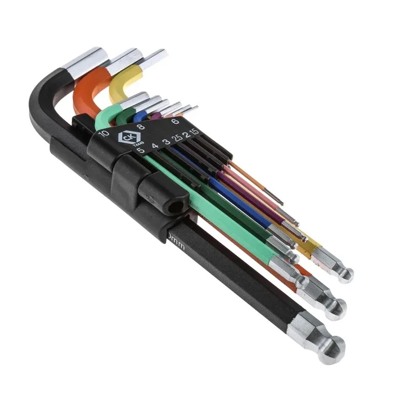 CK 9 Piece L Metric Hex Key Set, S2 Steel, Ball End, 1.5 mm to 10 mm Sizes T4449