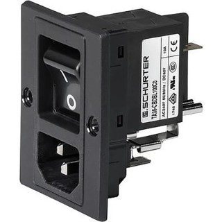 Schurter IEC Panel Mount Power Connector C18, C14 Male, 2-Pole, 15A 250V Vertical 3-108-463
