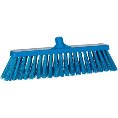 Vikan Heavy Duty Push Broom Blue Polyethylene Terephthalate Bristles 90mm Width, 109mm Bristle Length, Hard 530mm Depth 29203