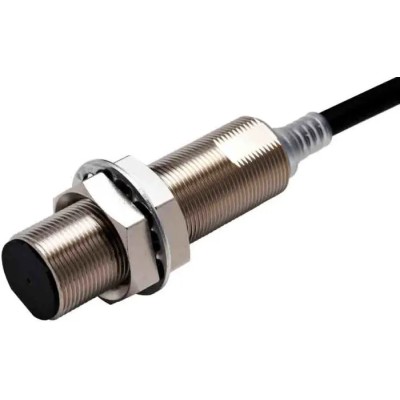 Omron Threaded Barrel Inductive Proximity Sensor, M18 x 1, PNP, Flush, 30V DC, 16mA, IP69K, Cable, Brass E2E-X14B1TL18 2M