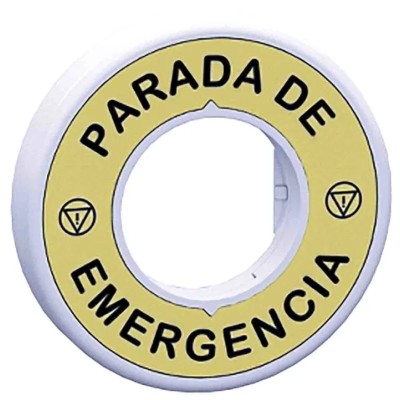 Schneider Electric Illuminated Marked Legend Ring for Emergency Stop Mushroom Head Push Button, Harmony Series ZBY9W2M430