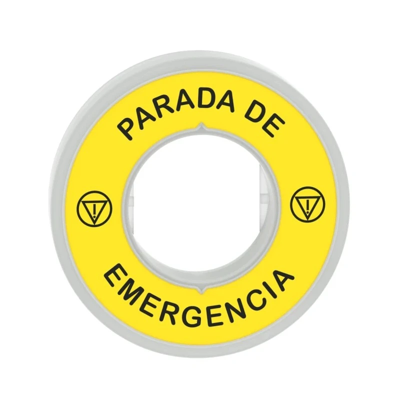 Schneider Electric Illuminated Marked Legend Ring for Emergency Stop Mushroom Head Push Button, Harmony Series ZBY9W2M430