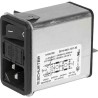 Schurter IEC Connector Snap-in C14 Line Filter, 250V AC, 6A, DD14 Series, 2 Pole Quick Connect, Aluminium Shielding 3-102-854