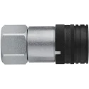CEJN Steel Hydraulic Quick Connect Coupling Female, G 1 Inch, 400 Bar, Screw Lock, Zinc Plated, C107651213