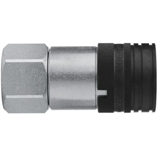 CEJN Steel Hydraulic Quick Connect Coupling Female, G 1 Inch, 400 Bar, Screw Lock, Zinc Plated, C107651213
