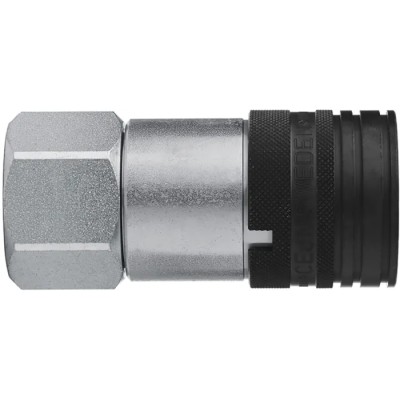 CEJN Steel Hydraulic Quick Connect Coupling Female, G 1 Inch, 400 Bar, Screw Lock, Zinc Plated, C107651213
