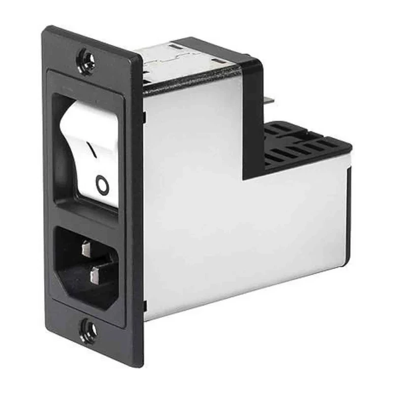 Schurter IEC Connector with Line Filter, Circuit Breaker TA35, C14, 250V AC, 6A, 2-Pole, DG12 Series, 3-109-560