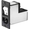 Schurter IEC Connector with Line Filter, Circuit Breaker TA35, C14, 250V AC, 6A, 2-Pole, DG12 Series, 3-109-560