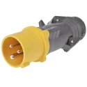 Legrand HYPRA IP44 Yellow Cable Mount 2P+PE Industrial Power Connector, Male, 16A, 110V, Straight, 