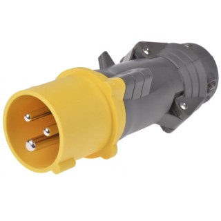 Legrand HYPRA IP44 Yellow Cable Mount 2P+PE Industrial Power Connector, Male, 16A, 110V, Straight, 