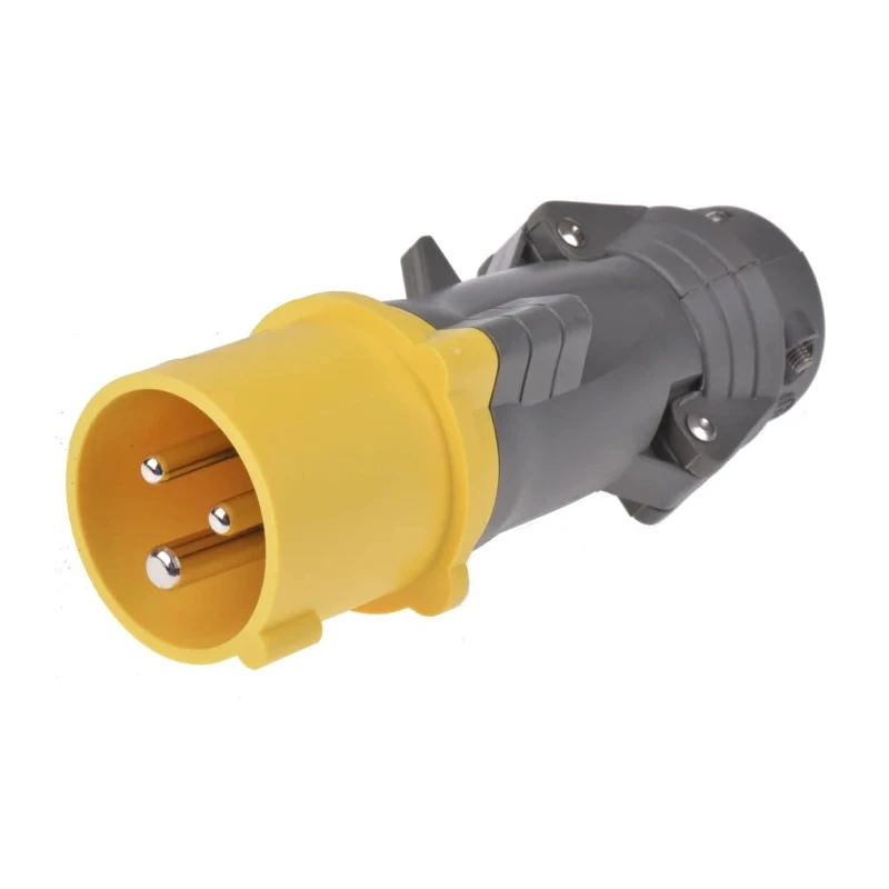 Legrand HYPRA IP44 Yellow Cable Mount 2P+PE Industrial Power Connector, Male, 16A, 110V, Straight, 