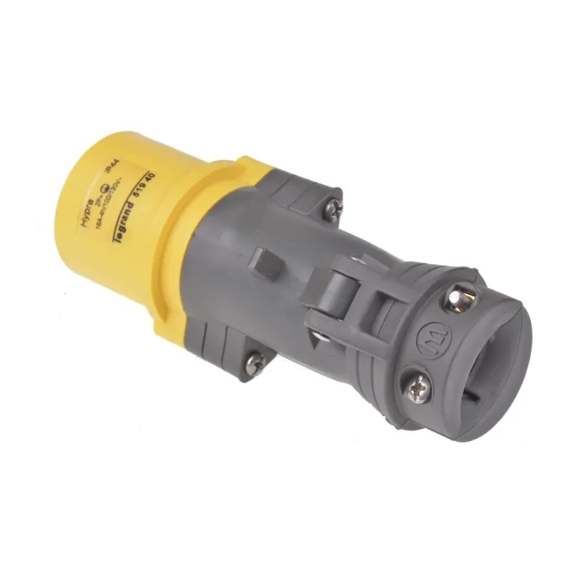 Legrand HYPRA IP44 Yellow Cable Mount 2P+PE Industrial Power Connector, Male, 16A, 110V, Straight, 