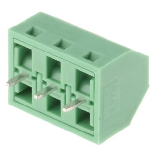 Phoenix Contact PCB Terminal Block 3 Contacts 5 mm Pitch 45° Angled Wave Soldering Mount SMKDSN 1.5/3-5.08 1869224